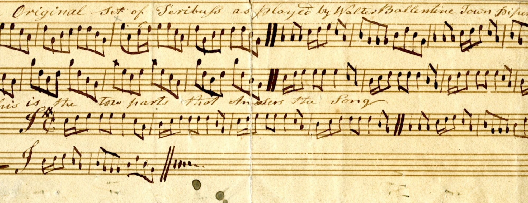 Manuscript music of the Common-Riding song Teribus written for pipes