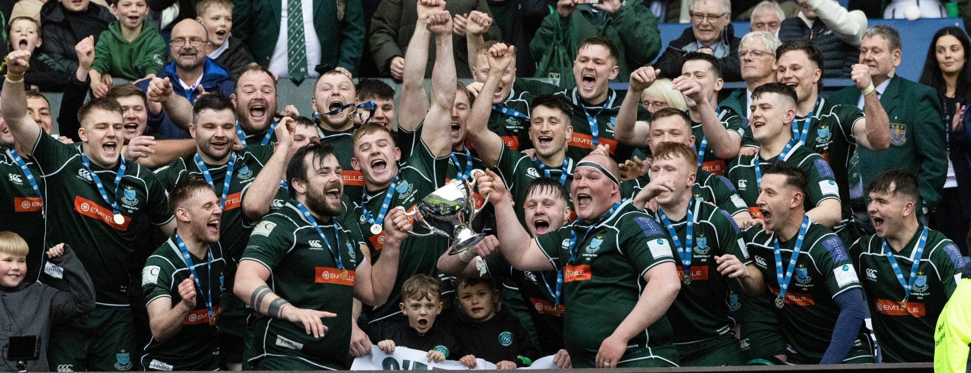 Hawick RFC, winners of the Scottish Cup at Murrayfield, 2023